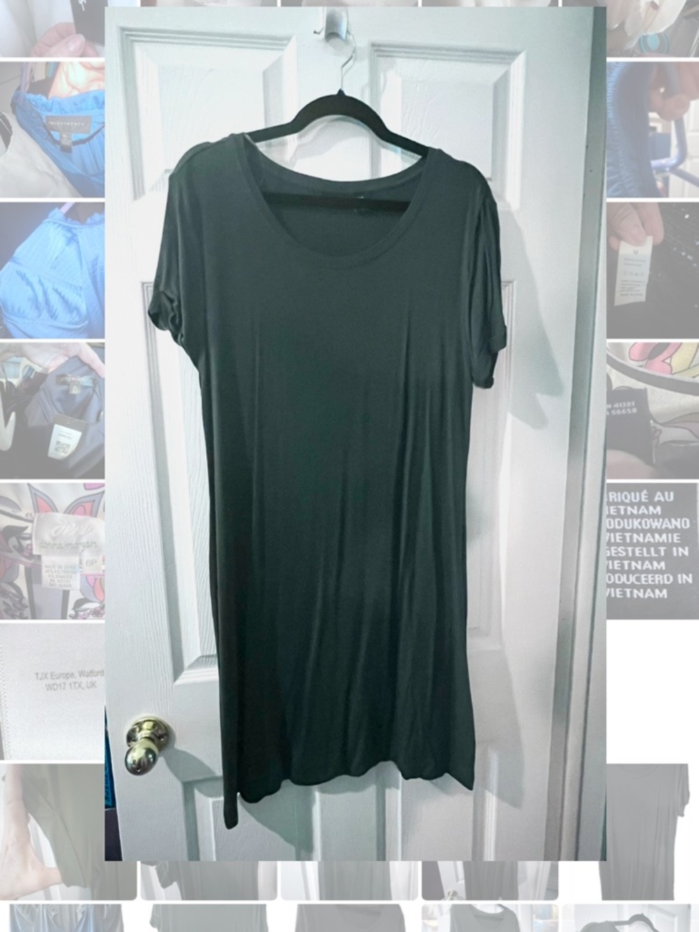 JONES & CO T-Shirt Midi Dress, XL, NWOT  Olive Green Cuffed Sleeves